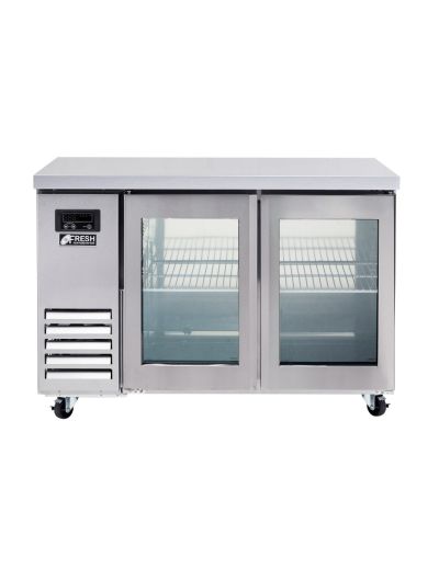 Fresh FT-1200RG – Glass Two Door Underbench Fridge 1200mm Wide  