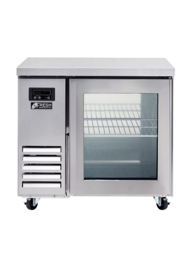 Fresh FT-900RG – Glass Two Door Underbench Fridge 900mm Wide 