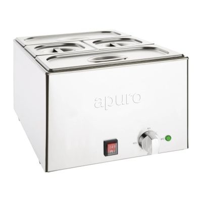 Apuro Bain Marie with Pans 2x1/3 & 2x1/6 Pans 150mm Deep Inc Lids FT691-A