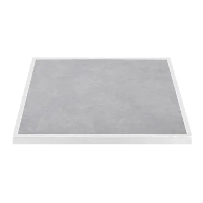 Bolero Light Grey Stone Effect Outdoor Tempered Glass Table Top White Trim 700mm FU514