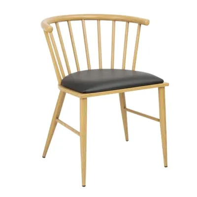 Bolero Harrowdene Padded Metal Side Chairs Wood Effect (Pack of 2) FU528