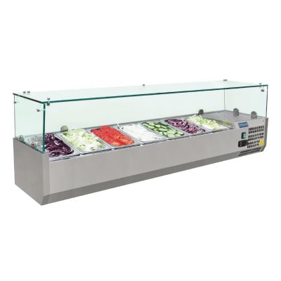 Polar G-Series Countertop Prep Fridge 7x 1/4GN with Glass Sneeze guard G609-A