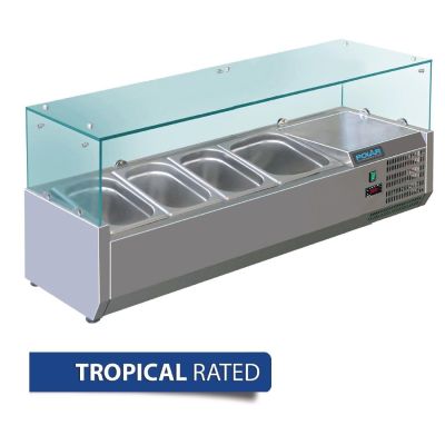 Polar G-Series Countertop Prep Fridge 3x 1/3GN & 1x 1/2GN with Glass Sneeze guard GD875-A