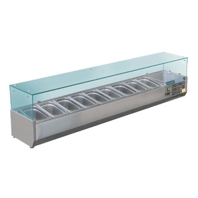 Polar G-Series Countertop Prep Fridge 9x 1/3GN with Glass Sneeze guard GD878-A