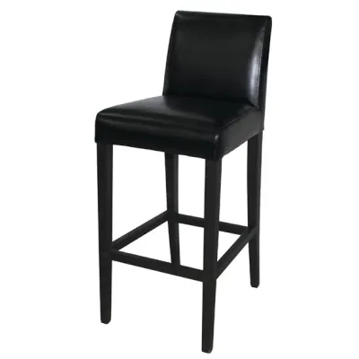 Bolero Black Faux Leather Wooden Bar Stool GG651