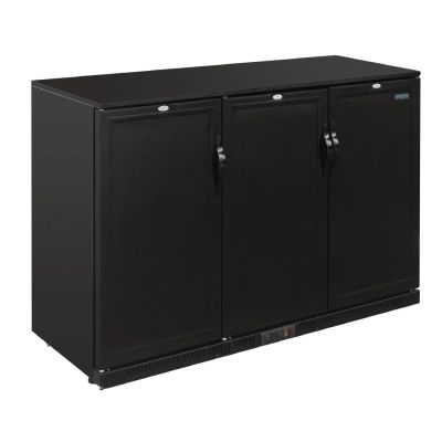 Polar G-Series 900mm Triple Solid Door Back Bar Cooler in Black 330Ltr GL017-A