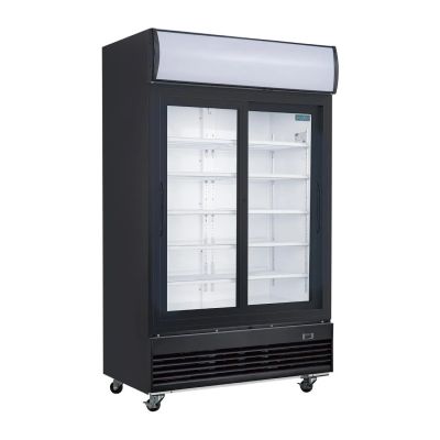 Polar G-Series Upright Sliding Door Display Cooler with Light Box 950Ltr Black GM814-A