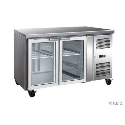 F.E.D. Temperate Thermaster GN2100TNG Two Glass Door Under Bench Fridge