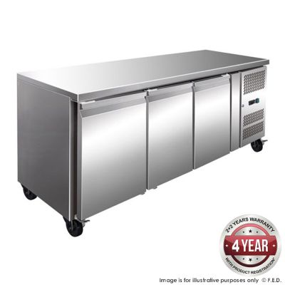F.E.D. Thermaster GN3100TN TROPICALISED 3 Door Gastronorm Bench Fridge