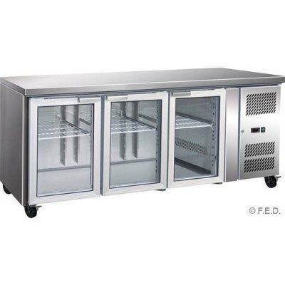 F.E.D. Temperate Thermaster GN3100TNG Three Glass Door Under Bench Fridge