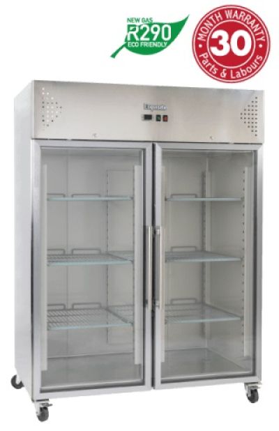 EXQUISITE GSC1410G Two Doors Stainless Steel Upright Chiller – Glass Door