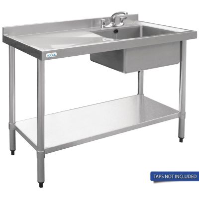 Vogue Single Bowl Sink L/H Drainer - 1200mm 90mm Drain HC902