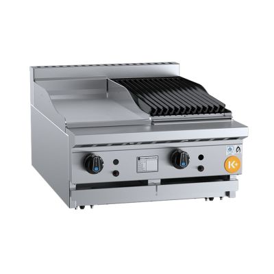 B+S K+ KBT-GRP3-CBR3-BM Combination 300mm Grill Plate 300mm Char Broiler Bench Mounted