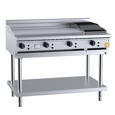 B+S K+ KBT-GRP9-CBR3 Combination 900mm Grill Plate 300mm Char Broiler On Stand