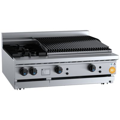 B+S K+ KBT-SB2-CBR6-BM Combination Two Open Burners 600mm Char Broilere Bench Mounted