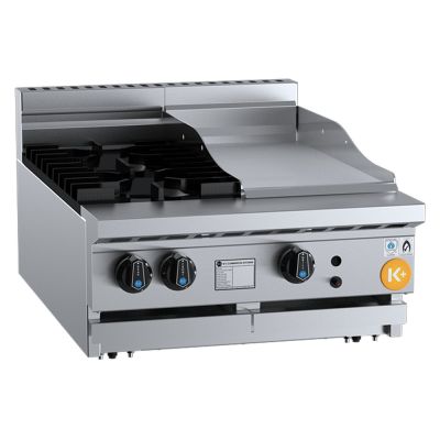 B+S K+ KBT-SB2-GRP3-BM Combination Bench Mounted Two Open Burners 300mm Grill Plate