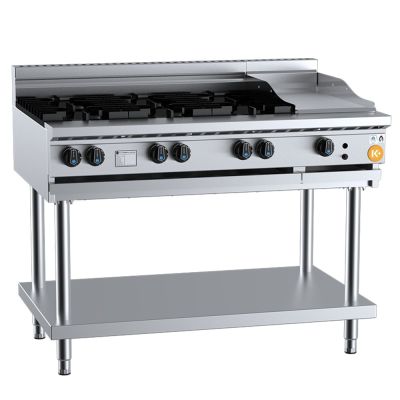 B+S K+ KBT-SB6-GRP3 Combination Six Open Burners 300mm Grill Plate On Stand