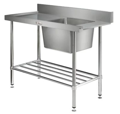 Simply Stainless Ss08.1650L Left Hand Single Sink Dishwasher Inlet Bench (600 Series) - 1650Mm