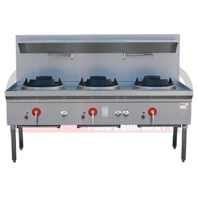 LKK-3BC Three Burner Waterless Wok Table (Chimney) 