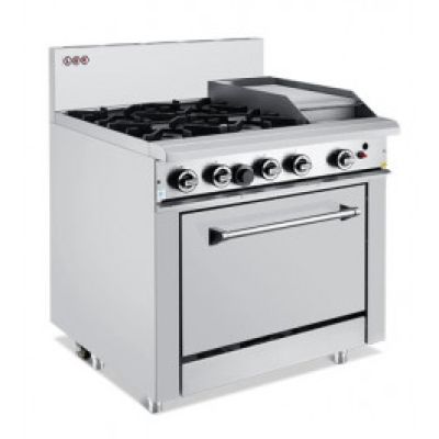 LKKOB6C+O 4 Gas Open Burner Cooktop + Gas Hot Plate + Static Oven
