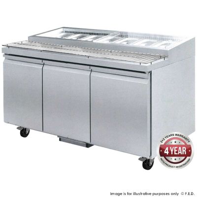 F.E.D. Temperate Thermaster PWB150 three door DELUXE Pizza Prep Bench
