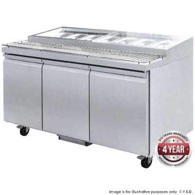 F.E.D. Thermaster PWB200 Three door DELUXE Pizza Prep Bench