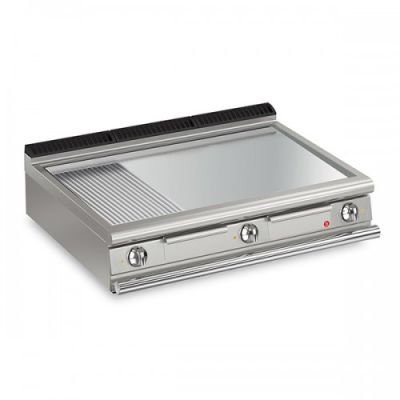 Baron | Q90FT/E1225 | Queen9 Countertop Electric Flat/Ribbed Chrome Griddle Plate - 1200mm
