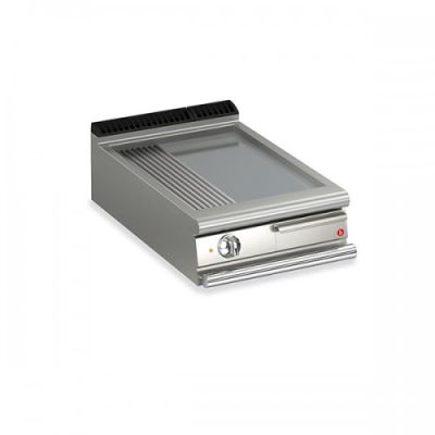 Baron | Q90FT/E620 | Queen9 Countertop Electric Flat/Ribbed Mild Steel Griddle Plate - 600mm