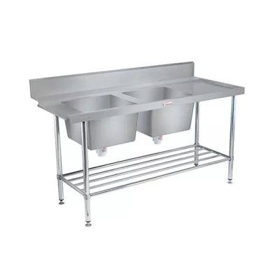 Simply Stainless SS09.1650DBL Left Side Double Sink Dishwasher Inlet Bench (600 Series) - 1650mm