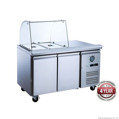 F.E.D. XTHP2100SALGC FED-X Two Door Salad Prep Fridge with Curve Glass Top 