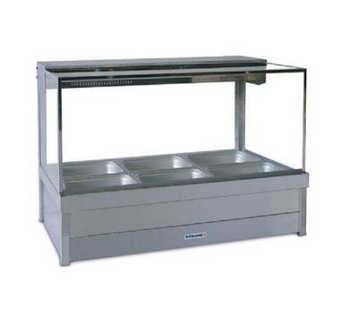 Roband S23RD Square Glass Hot Food Display Bar, 6 pans double row with roller doors