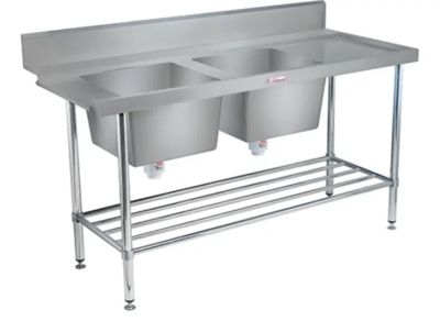 Simply Stainless SS09.1650DBR Right Side Double Sink Dishwasher Inlet Bench (600 Series) - 1650Mm