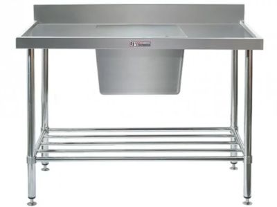 Simply Stainless Ss05.7.0900.Pw Single Sink Bench With Splashback And Large Centre Bowl (700 Series)- 900Mm