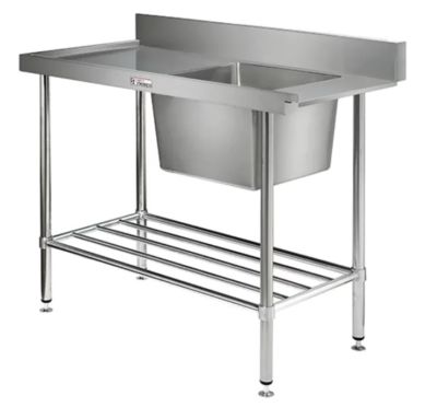 Simply Stainless Ss08.1200R Right Hand Single Sink Dishwasher Inlet Bench (600 Series) - 1200Mm