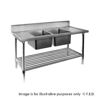 F.E.D. Modular systems  DSB6-1500C/A  Double Centre Sink Bench with Pot Undershelf