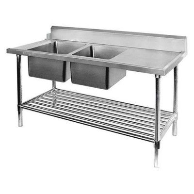F.E.D. Modular systems DSBD7-2400L/A Left Inlet Double Sink Dishwasher Bench