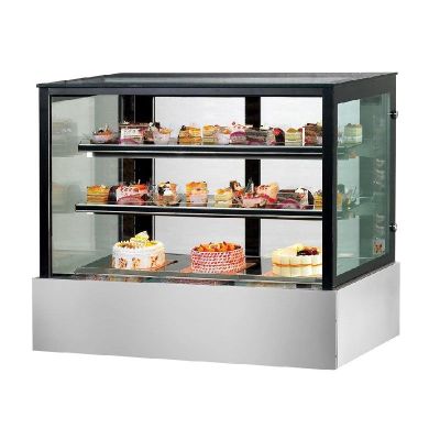 F.E.D. Bonvue SSU150-2XB Black Trim Square Glass Cake Display 2 Shelves 1500x700x1100