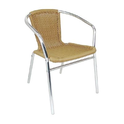 Bolero Aluminium and Natural Wicker Chair (Pack of 4) - U422