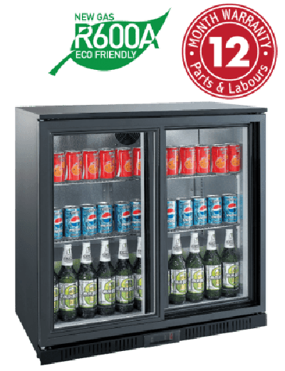 Exquisite UBC210SL Two Sliding Doors Backbar Display Refrigerators, Low Height