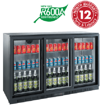 Exquisite UBC330S Three Sliding Doors Backbar Display Refrigerators