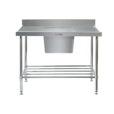 Simply Stainless SS05.1500C Single Sink Bench With Splashback And Centre Sink (600 Series) - 1500mm