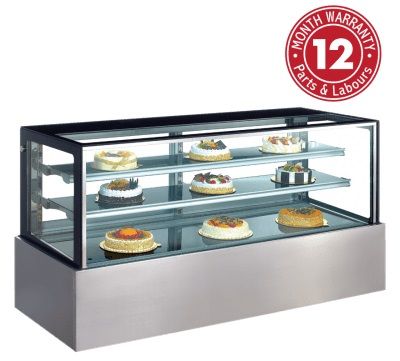 EXQUISITE Cold Cake Display Cabinet - 2 Shelves + Base