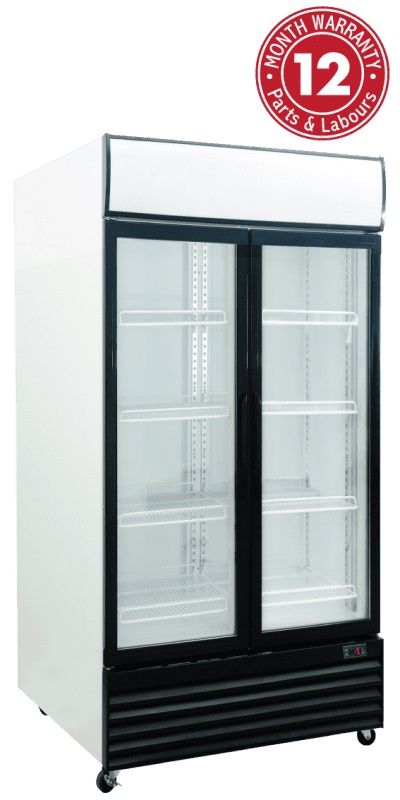 EXQUISITE DC1000P White/BlackDouble Door Display Fridge - 1000 Litre