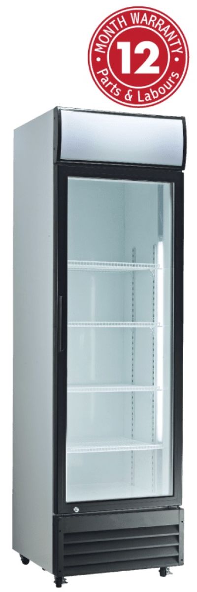 EXQUISITE DC400P White/Black Single Door Display Fridge - 400 Litre