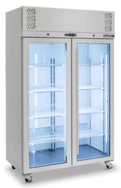 Pearl - Two Door Stainless Steel Upright Display Refrigerator  HP2GS