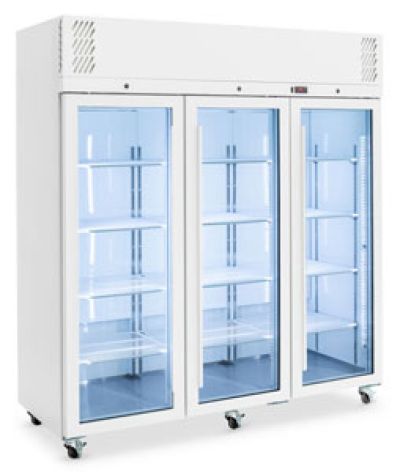 Pearl - Three Door White Colorbond Upright Display Refrigerator  HP3GW