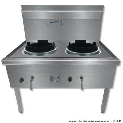 F.E.D. Gasmax WW-2L Stainless Steel Waterless LPG Gas Double Wok