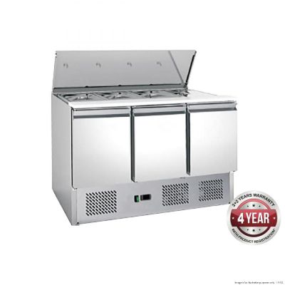 F.E.D. XGNS1300S FED-X Three Door Salad Prep Fridge 