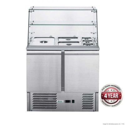 F.E.D. FED-X Two Door Salad Prep Fridge with Square Glass Top - XS900GC