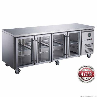 F.E.D. FED-X Four Glass Door Bench Fridge - XUB7C22G4V